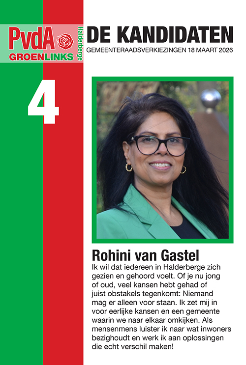 Rohini van Gastel, de nr.4 op de lijst van PvdA-GroenLinks Halderberge